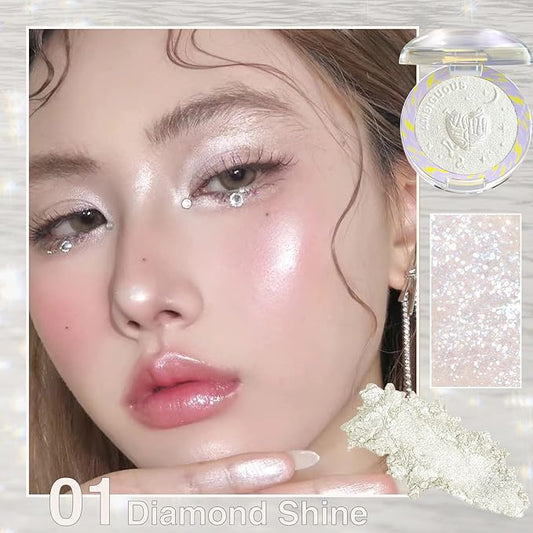 Glitter Sparkly Face Highlighter Makeup Palette Shimmer Radiant Glow Illuminator Iluminadores de Maquillaje 6g (01 Diamond Shine)