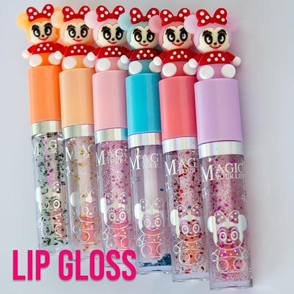 48 Bundle Mini Mouse Red Bow Magic Mood Color Changing Lip Gloss & Lip Stain Set of 6, Kid Friendly, Non-Toxic Long Lasting, Non-Sticky Gifts For Women, Girls, Teens Novelty Party
