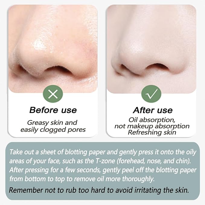 Natural Face Oil Blotting Paper -Bamboo Charcoal 600 Counts, Easy Dispensing Oil Absorbing Sheets, Premium Handy Facial Blotting Papers - Face Skin Care or Beauty Make Up Must Have (White-Bamboo)