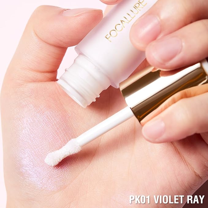 FOCALLURE Shimmer Liquid Highlighter, Smooth Cream Formula and Non-greasy Finish,Delivers a Natural Glow, Long Lasting Illuminator Highlighter Face Enhancing Makeup,Violet Ray