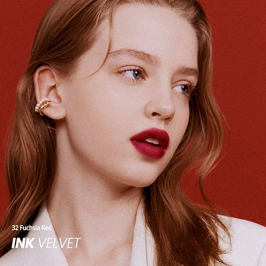 Peripera Ink the Velvet Lip Tint - High Pigment Color, Longwear, Weightless, Not Animal Tested, Gluten-Free, Paraben-Free (032 FUCHSIA RED)