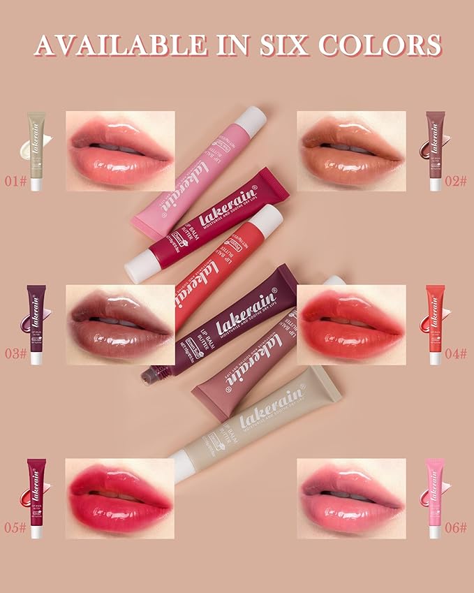 Tinted Lip Butter Balm-3 Colors Vanilla Beige Brown Pink Sugar Lip Gloss,Clear Jelly Yummy Tint Lip Stain,Long Lasting Hydrating Glow Reviver Lip Care Oil,Women's Day Makeup Gift for Women-Set A