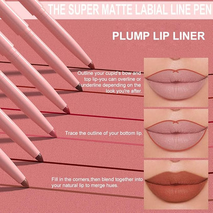 Kaely Matte Velvet Lip Liner Pencils Retractable for Shaping & Sculpting Lips, Orange Lip Pencils for Women Long Lasting Waterproof Rich Lip Colors Liner Crayon Lipstick delineador de labios 03