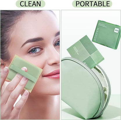 Erinde Oil Blotting Sheets for Face with Mirror and Puff, 300 Sheets Oil Blotting Paper for Oily Skin, Face Oil Absorbing Sheet, Natural Oil Control Film, Absorb Excess Oil, Makeup Friendly