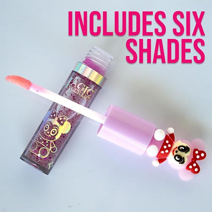 48 Bundle Mini Mouse Red Bow Magic Mood Color Changing Lip Gloss & Lip Stain Set of 6, Kid Friendly, Non-Toxic Long Lasting, Non-Sticky Gifts For Women, Girls, Teens Novelty Party