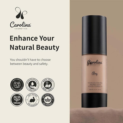 Plant-Based Foundation in Clay Shade - Hydrating, Pore-Minimizing & Buildable Coverage - Vegan, Non-GMO, Gluten-Free, Paraben-Free - Sun Protection - 1Fl Oz