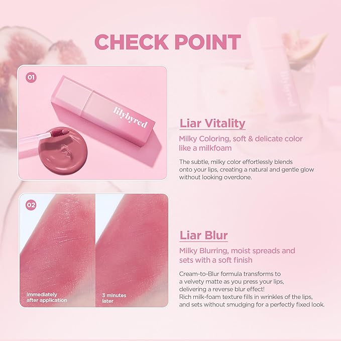 lilybyred Sweet Liar Milky Tint | Korean Moisture Matte Lip Stain, Milk Foam Texture, Hydro-Matte Barrier, Blurring Soft, Lightweight, Long-Lasting, Smudge-Proof (04 Peach Pudding)
