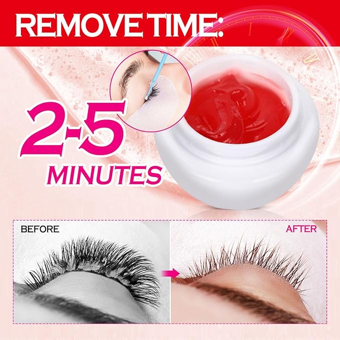 ARISON LASHES Lash Remover For Eyelash Extension Cream Remover Low Irritation Cream Remover for Sensitive Skin Fast Dissolution Professional Eyelash Extensions Salon Use(Strawberry)