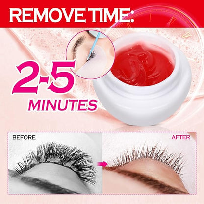 ARISON LASHES Lash Remover For Eyelash Extension Cream Remover Low Irritation Cream Remover for Sensitive Skin Fast Dissolution Professional Eyelash Extensions Salon Use(Strawberry)
