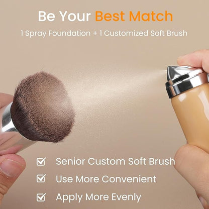 Airbrush Foundation Set with Soft Makeup Brush, [Light Weight], [Long Lasting], [Anti-aging Ingredient], [Oil Control Formula], Full Coverage Foundation for All Skin Type, 05# Sand