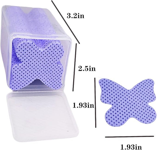 1000 PCS Lint Free Nail Wipes, Lash Glue Eyelash Extension Glue Wipes, Nail Polish Remover for Lash Extension Supplies, Cleaning Pads (Purple, Butterfly Shape)