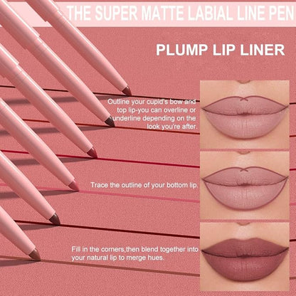 evpct Maroon Chestnut Red Matte Creamy Retractable Lip Liner Pencils for Women Shaping & Sculpting Lips, Lip Liner Long Lasting Waterproof Rich Lip Colors Liner Crayon Lipstick delineador de labios