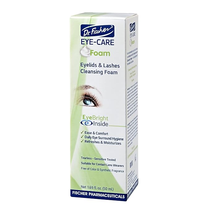 Dr. Fischer Tea Tree Oil Eyelid Cleanser - Eye Lid Scrub and Wash - Gentle Eyelash Foam Tear Free