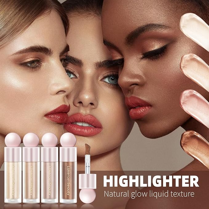 Liquid Highlighter Makeup, Natural Silky Shimmer Finish Liquid Face Highlighter, Highly Pigmented, Lightweight, Blendable, Soft Cream Highlighter For Face (#04 Bronze Gold Shimmer)