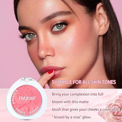 Blush Makeup,Rose Pattern Tint Blush, Lasting Moisturising,Natural shine，Waterproof, Gradual Blush
