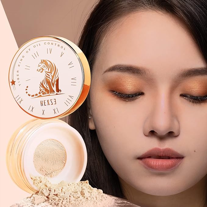 HEXZE Loose Face Powder Mineral,powder Foundation Invisible Blurring Lightweight Long Lasting Setting Powder 0.24 Oz, 04 White