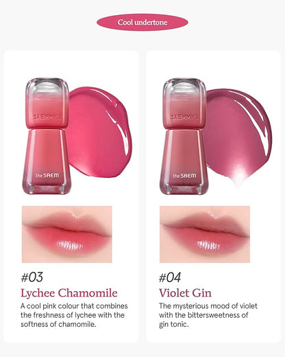 THESAEM Saemmy's Ade Shot Tint (03, 04) - Korean Lip Titnt, Water Gel Lip Stain with Plump Glowy Moisturizing Finish, Buildable Radiant Gloss, Long-Lasting Comfort, 0.1 fl.oz.