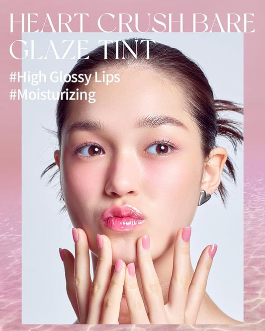 HOLIKA HOLIKA Heart Crush Bare Glaze Tint - K-Beauty Girlish & Juicy Color Lip Tint with Moisture Essence, Long-Lasting Moisture & High Shine, 0.1 fl.oz. (04 BLUNT)