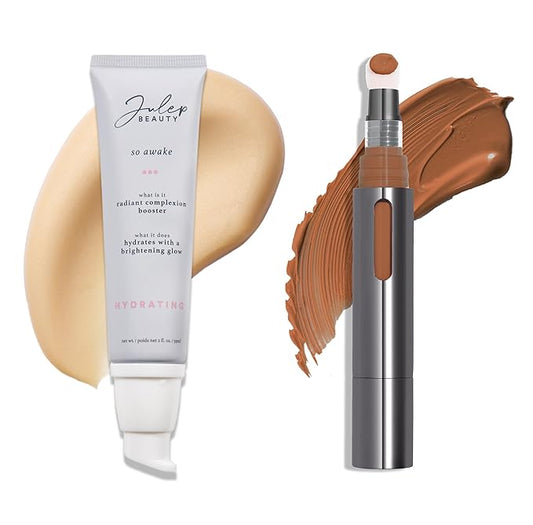 Julep Full Face Radiance Set | So Awake Complexion Booster Daily Moisturizer + Skin Perfecting Cushion Complexion Concealer + Foundation - 435 Fawn