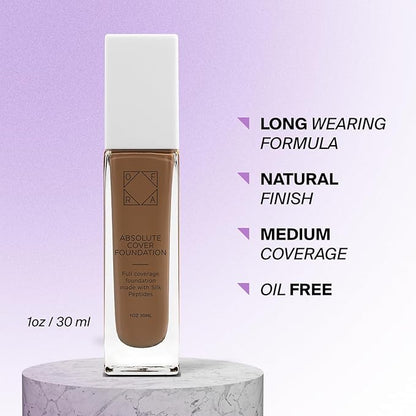 Absolute Cover Foundation #9 | Liquid Medium Coverage Foundation with Natural FInish | Oil-Free Face Makeup | Tan Deep Shade with Warm Undertone | 1oz/30ml
