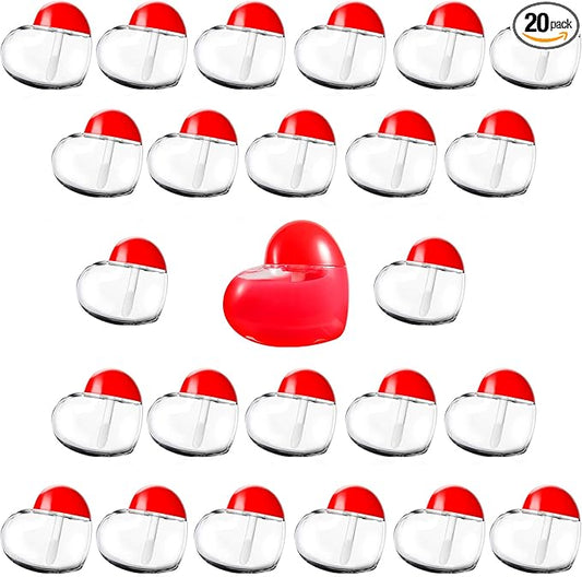 RONRONS 20 Pieces Heart Lip Gloss Tubes, Clear Plastic Empty Lip Gloss Container Cute Heart Shape Mini Lipgloss Tubes with Wand Bulk for Women Girls DIY Cosmetics Small Business