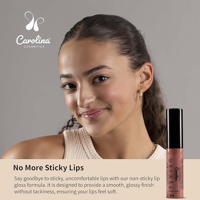 Plant-Based Non-Sticky Lip Gloss (What A Babe) - Hydrating & Nourishing with Sunflower Seed Oil, Cacao & Grape Seed Oil - Gluten-Free, Vegan, Non-GMO, Paraben-Free - 5g/0.18oz