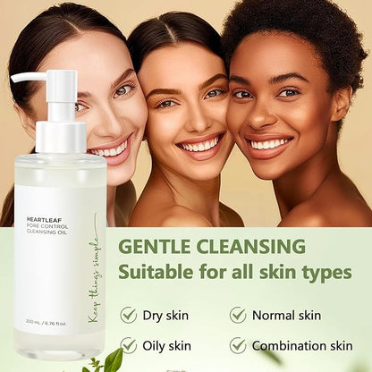 COSMOO Deep Cleansing Oil, Pore Control Oil Cleanser for Face, Makeup Blackhead Remover, Korean Skin Care, All Skin Types - 200ml ×2