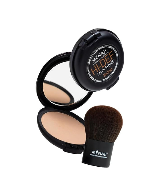 MËNAJI Anti-Shine Powder Medium and a Deluxe Kabuki Brush