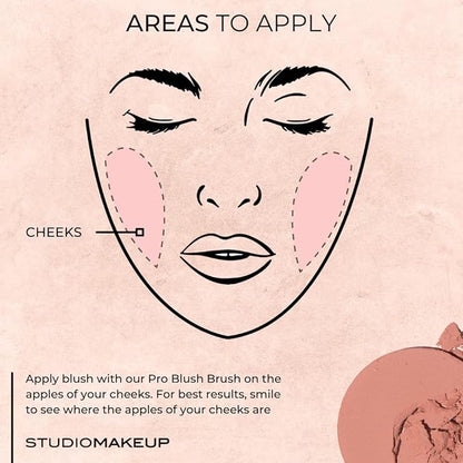 STUDIOMAKEUP Soft Blend Cheek Blush (Apricot) - Beauty Powder for Face - Perfect for Glass Skin Glow - Easily Blendable Soft Pink - Suitable for All Skin Types
