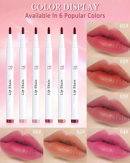 Lip Liner Stain Mark Pen-3Pcs Pink Rose Red Liquid Lip Stain Tint,Longlasting Waterproof Quick Dry Lipstick Lipcolor,Precise Chisel Tip Smooth Lip Gloss Pencil,Lip Makeup Lipstain Pen for Women-SetB