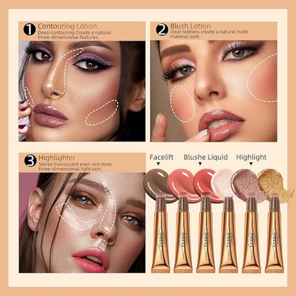 MEICOLY Liquid Highlighter Beauty Wand,Highlight Stick with Cushion Applicator,Lightweight Super Silky Cream Face Illuminator Highlight Stick,05 Rose Gold