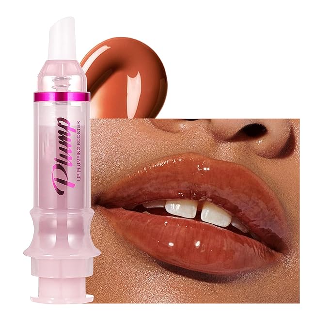 Lip Plumping Booster, Ginger Lip Plumper Gloss Lip Plumping Oil,Plump & Pout Lip Plumper,Ultra-Hydrating & Nourishing,Glossy Finish Fuller Natural Lip Gloss for Women Girls, #06 Spiced Wine