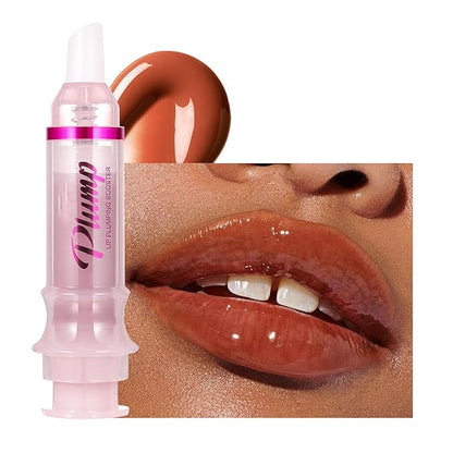 Lip Plumping Booster, Ginger Lip Plumper Gloss Lip Plumping Oil,Plump & Pout Lip Plumper,Ultra-Hydrating & Nourishing,Glossy Finish Fuller Natural Lip Gloss for Women Girls, #06 Spiced Wine