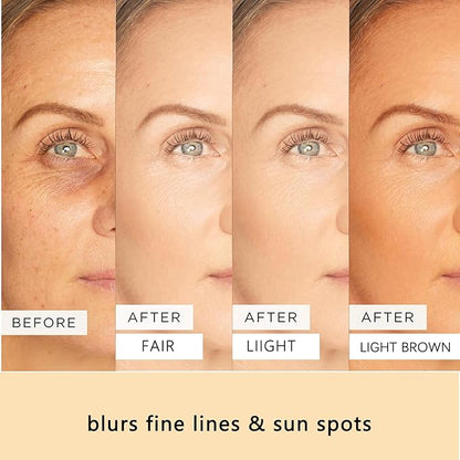 BB Blur Tinted Moisturizer SPF 30, BB Tinted Care Primerwith Brush, BB Cream Tinted Moisturizer for Woman (Light, 1)