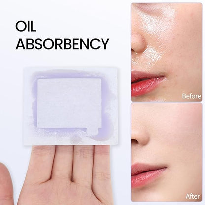 Erinde Oil Blotting Sheets for Face with Mirror and Puff, 300 Sheets Oil Blotting Paper for Oily Skin, Face Oil Absorbing Sheets, Natural Oil Control Film, Absorb Excess Oil, Makeup Friendly