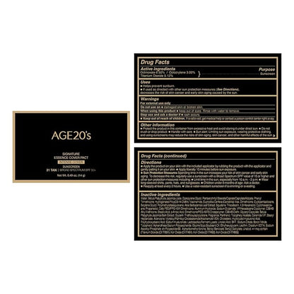 AGE20'S Signature Essence Pact SPF 50+ | Pack of 1 | 31 Medium Tan | Cream Foundation, Dewy Finish, Natural Coverage | Korean Cushion Foundation