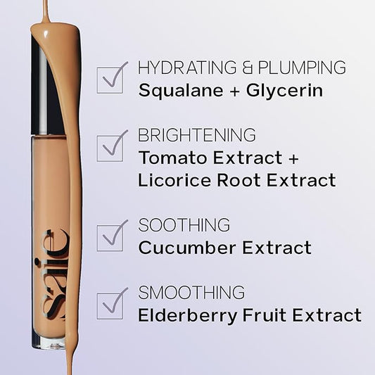 Saie Hydrabeam Under Eye Brightener - Sheer + Hydrating Eye Brightener with Cucumber Extract - Instantly Illuminates Skin for a Radiant Finish - Shade 10 (0.2 oz)