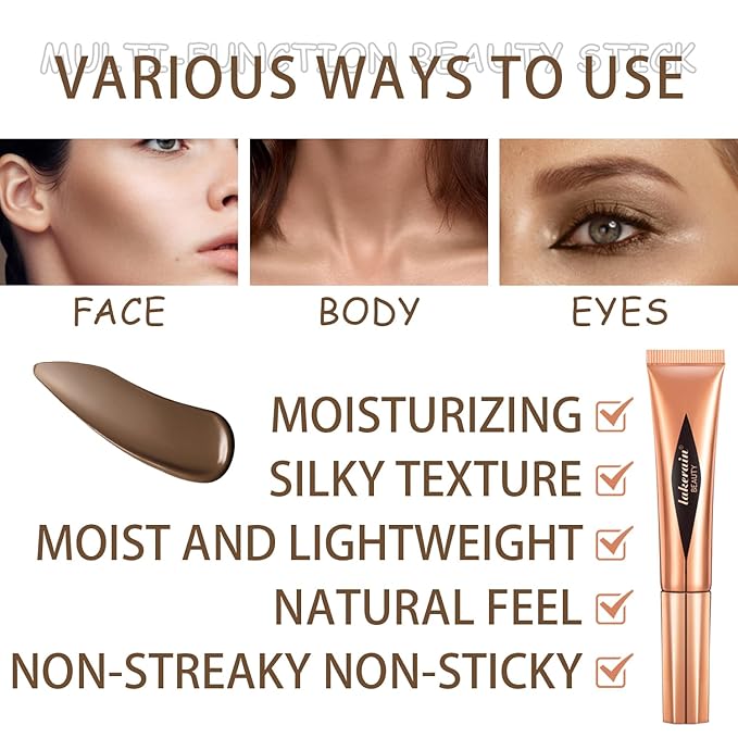 Contour Beauty Wand, Soft Liquid Contour Stick with Cushion Applicator, Silky Cream Contour Stick Natural Matte Finish, Face Contour Makeup for Women, Lightweight Breathable (06# Contour Stick)