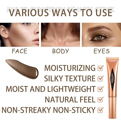 Contour Beauty Wand, Soft Liquid Contour Stick with Cushion Applicator, Silky Cream Contour Stick Natural Matte Finish, Face Contour Makeup for Women, Lightweight Breathable (06# Contour Stick)