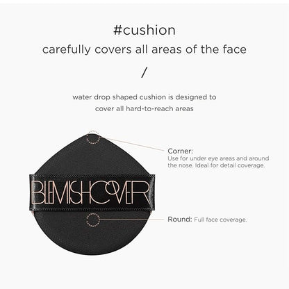 Hanskin Blemish Cover Conceal Cushion, Full Coverage Semi Matte Cushion Foundation Case SPF 50 +, Lightweight Flawless Corrects Redness [No. 21 Cream/Semi Matte / 0.38 oz x 2 Refills]