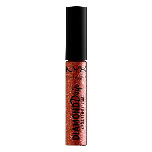 NYX PROFESSIONAL MAKEUP Diamond Drip Lip Gloss - Spark Of Magic, Sheer Orange Base With Pink Glitter Shift
