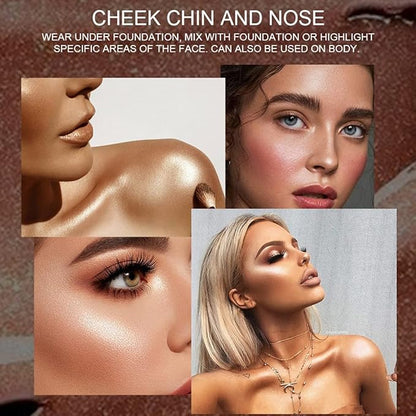 SACE LADY 2 Colors Liquid Highlighter Makeup Set Shimmer Shine Ultra-Smooth Radiant Illuminator Kit for Face Cheekbone Body Glow Bronzer Glitter Illuminating Highlighters Make-up, 2×0.2Fl Oz