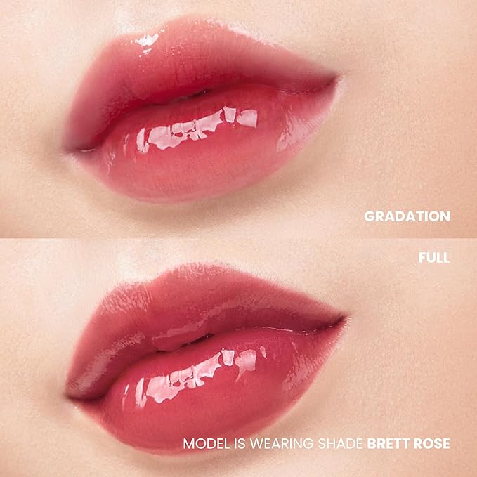 MERYTHOD Reel-Tattoo Glass Lip Stain Glossy Tinted Quick Setting (6 Colors) (06 Brett Rose)