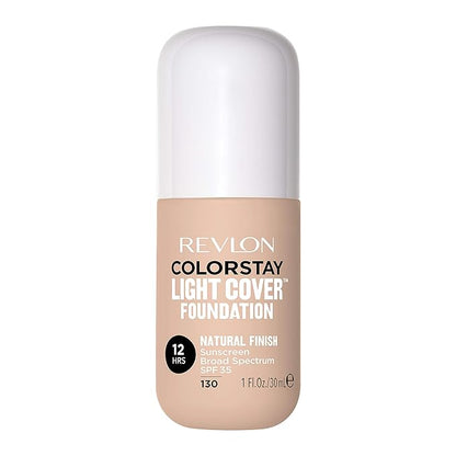 Revlon ColorStay Light Cover Liquid Foundation, Hydrating Longwear Weightless Makeup with SPF 35, Light-Medium Coverage for Blemish, Dark Spots & Uneven Skin Texture, 130 Porcelain, 1 fl. oz.