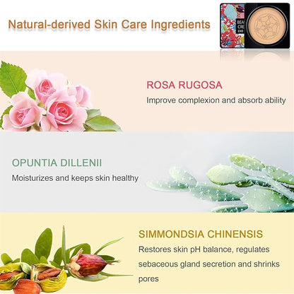 NUIBO Air Cushion CC Cream Mushroom Head, Moisturizing Concealer Makeup Base, Primer Liquid Foundation Long Lasting with Two Mushroom Makeup Sponges 【Natural】