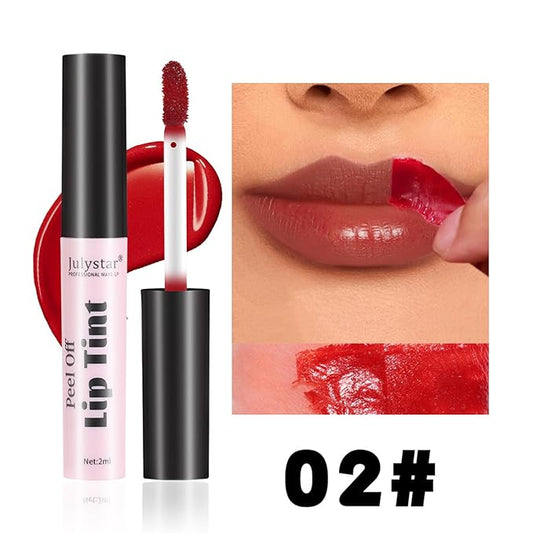 Peel Off Lip Stain, Long Lasting Waterproof and Transfer Proof Lip Tint, Matte Finish Peel Off Lip Stain, Non-stick Cup Peel Off Lipstick Lip Makeup for Women Girls (Color : Glamorous# 02)
