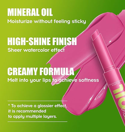 Press Lipstick Lip Oil Slick Click, Shining Hydrating Jelly Solid Lip Gloss, Mirror Glass Lip Glaze Moisturizing Lipstick Solid Water Gloss Lip Tint, Vivid Color Glossy Lip Makeup, 06