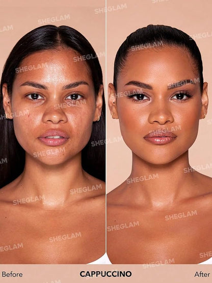 SHEGLAM Skinfinite Hydrating Foundation Flawless Dewy Foundation Hydrating Coverage Invisible Pore Concealer Pore-less Non-Greasy Lightweight Natural Soft Liquid Foundation-Cappuccino