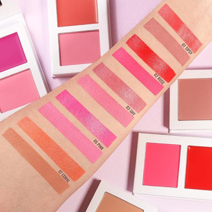 Coral Blush Cream Duo for Cheeks, Highly Pigmented Dewy Finish, Natural Looking, Peach Face Flushed Blusher with Mirror, Long Lasting Glowy Sunset Orange, Vegan Talc Free (07#)