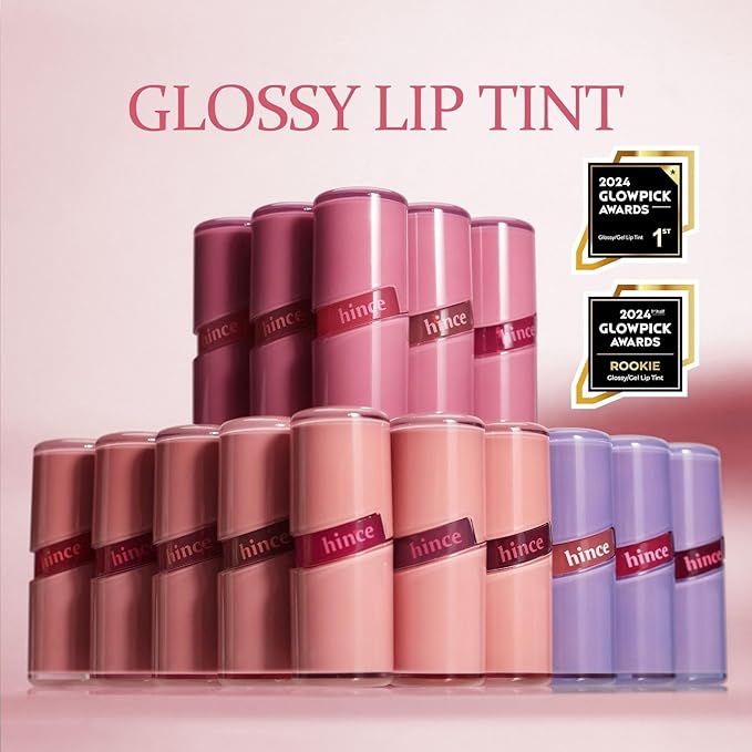 HINCE Raw Glow Gel Tint - Glossy Dewy Lip Tint, Non-Sticky & Long Wearing Lip Gloss for Natural Glass Glow, Moisturizing Liquid Lipstick, Vegan, 0.13 fl.oz. (RARE, 08)